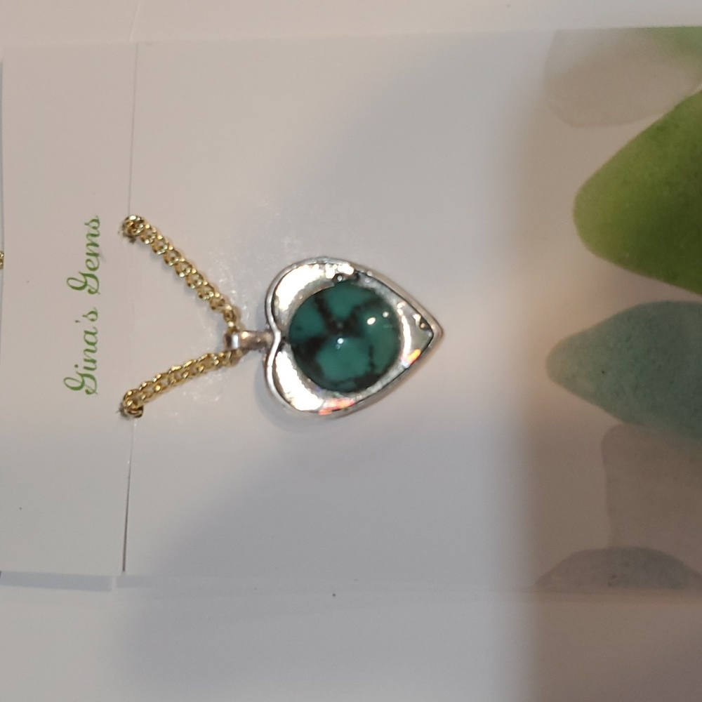 Jewelry earrings hand crafted resin with genuine turquoise  with chain